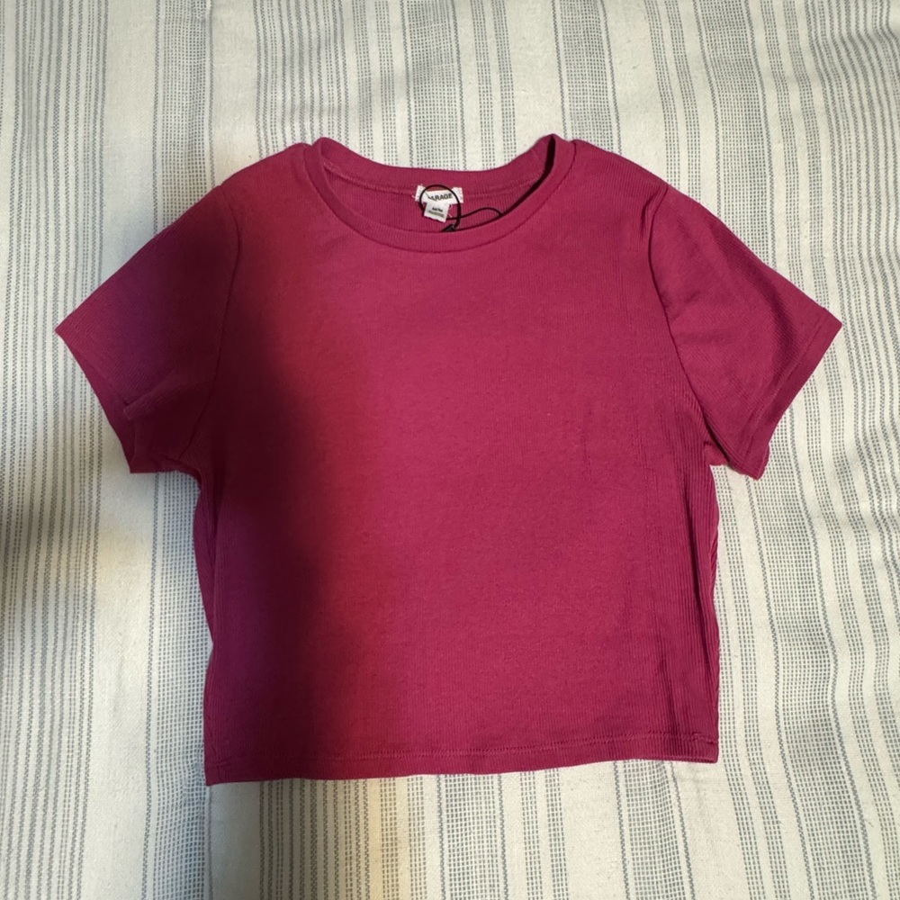 Garage Pink Ribbed Top
